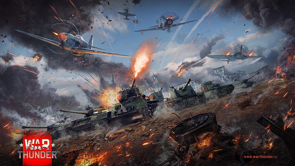 Far Cry game screenshot, War Thunder, airplane, tank, IS-3 HD wallpaper