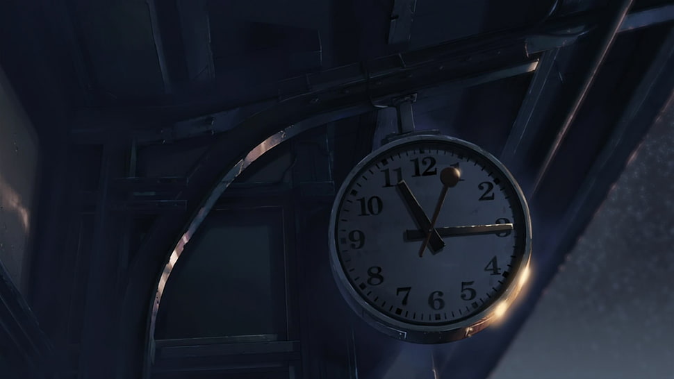 round silver clock, anime, clocks, building, 5 Centimeters Per Second HD wallpaper