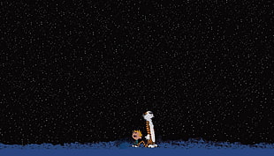 two cartoon characters illustration, Calvin and Hobbes, cartoon
