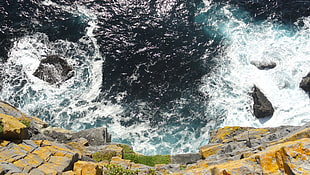 aerial photo of body of water during daytime HD wallpaper