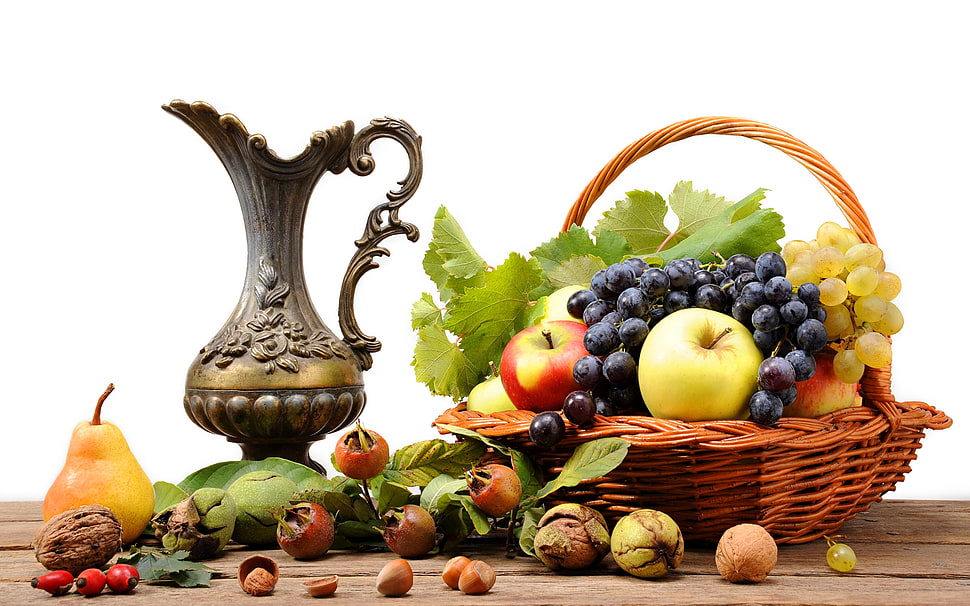 photo of assorted fruits on basket HD wallpaper