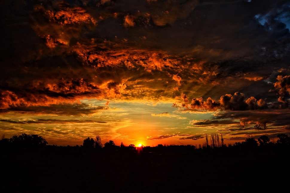 black and orange clouds HD wallpaper