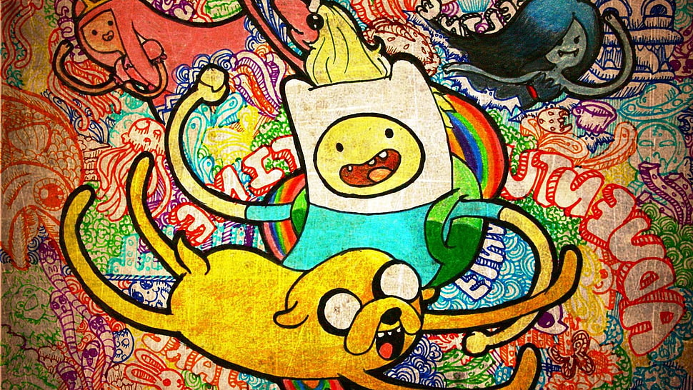Adventure Time graffiti artwork, Adventure Time, Finn the Human, Jake the Dog HD wallpaper