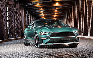 green sports car, Ford Mustang Bullitt, 2018 Cars, 4k