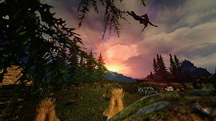 hut in forest digital wallpaper, The Elder Scrolls V: Skyrim