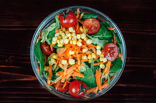 vegetable salad on bowl HD wallpaper