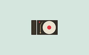 brown and white wallpaper, record players, music, simple background, minimalism