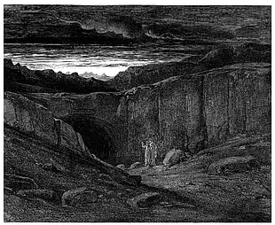 two people near cliff painting, The Divine Comedy, Dante's Inferno, Gustave Doré, Dante Alighieri