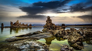 rock formation landscape photography, mono lake HD wallpaper