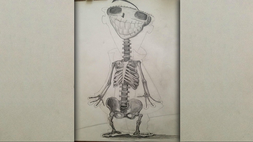 cartoon character skeleton sketch, comics HD wallpaper