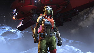 green and red game character digital wallpaper, Destiny (video game), hunter