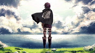 male purple haired anime character digital wallpaper, Shingeki no Kyojin, anime