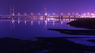 bridge over water digital wallpaper, city, cityscape, bridge, night