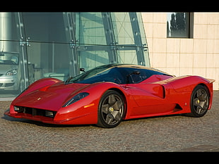 red Ferrari sports car, Ferrari, car, Ferrari P4/5, red cars HD wallpaper
