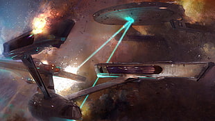 gray Startrek spaceship, science fiction, Star Trek, Star Trek: The Wrath of Khan