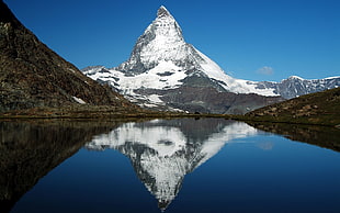 Matterhorn, mountains, snow, reflection, nature