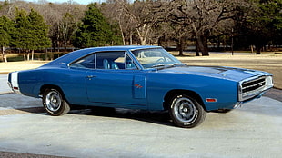 blue coupe, car, Dodge Charger, blue cars