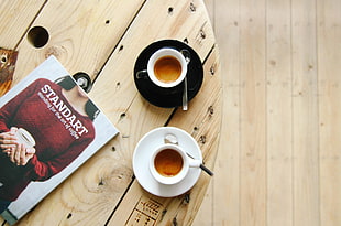 two white ceramic mugs, coffee