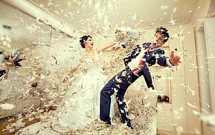 photo of bride and groom HD wallpaper