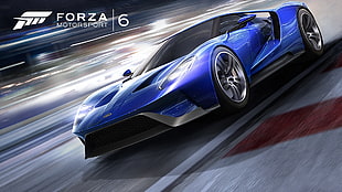 blue Forza coupe, Forza Motorsport 6, video games, Ford GT, car HD wallpaper