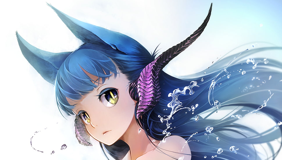 blue haired girl anime characeter HD wallpaper
