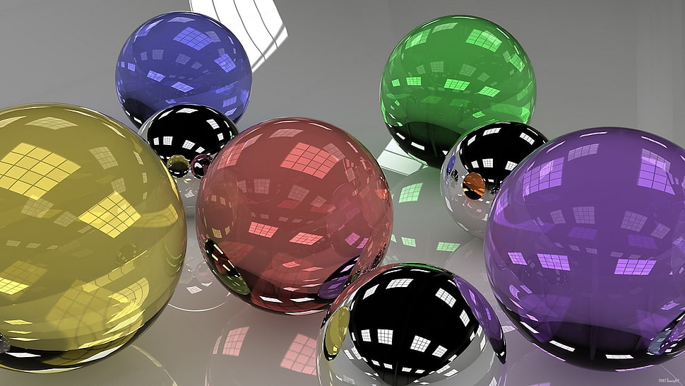 assorted colors glass balls HD wallpaper