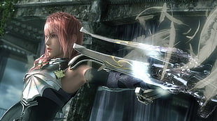 armored woman game character video game digital wallpaper