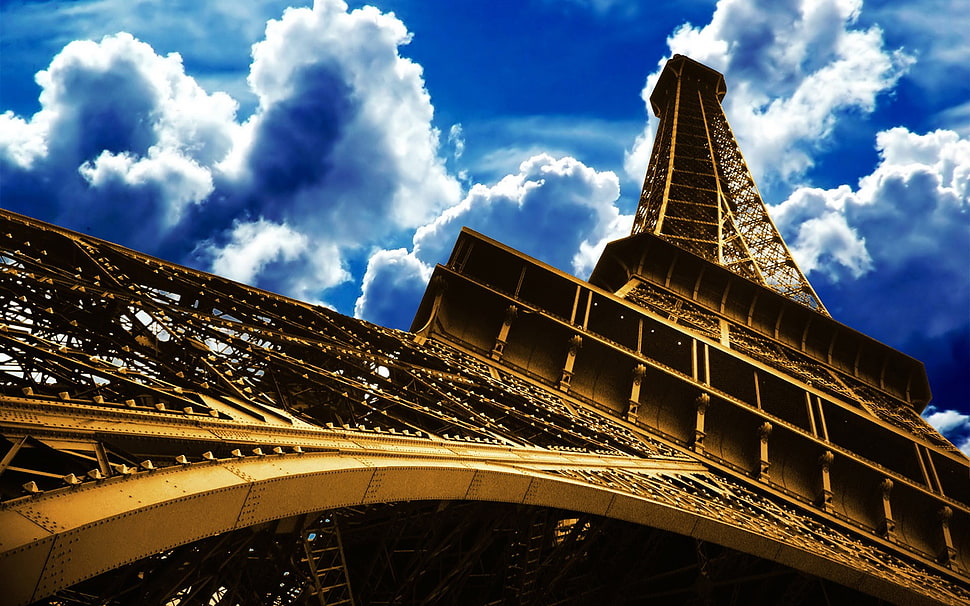 low angle view of Eiffel Tower, Paris, Eiffel Tower, Paris HD wallpaper