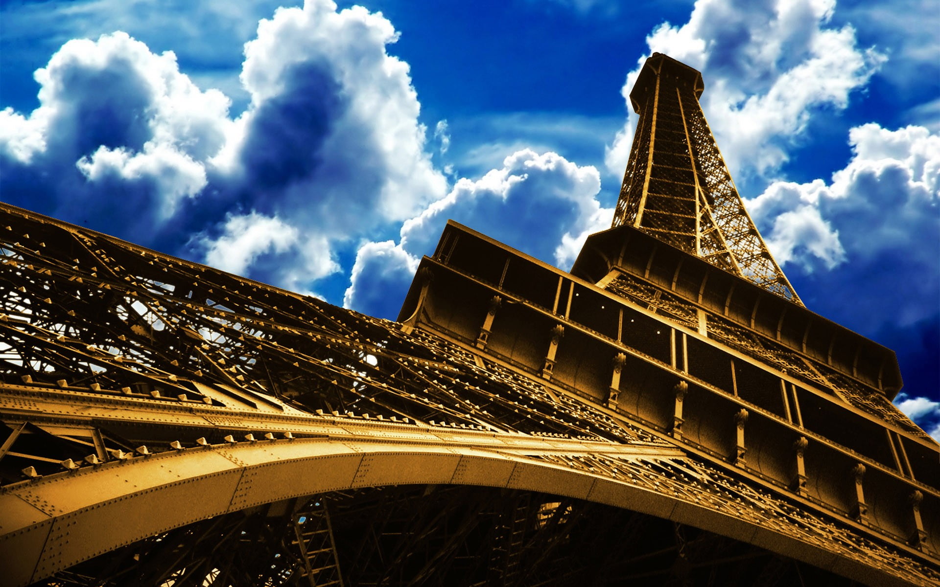 low angle view of Eiffel Tower, Paris, Eiffel Tower, Paris