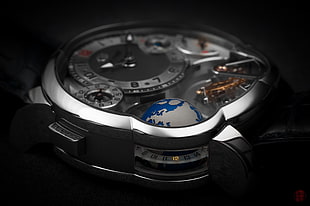 round silver-colored chronograph watch, watch, luxury watches, Greubel Forsey