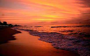 body of water, beach, sunset