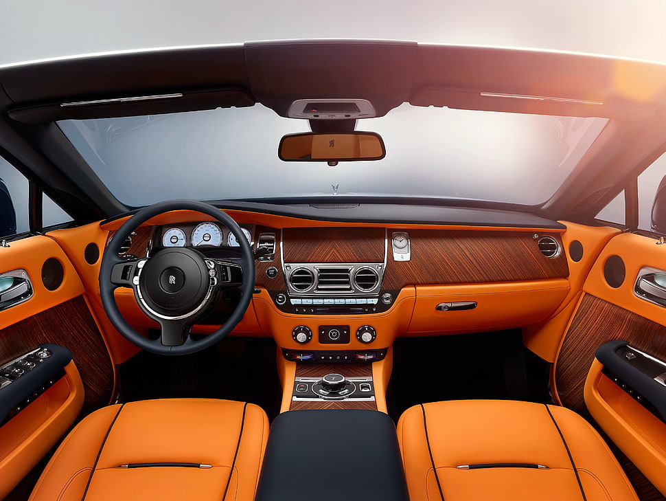 orange and black car interior HD wallpaper