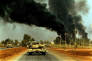 gray tank, M1 Abrams, Second Gulf War, war, tank