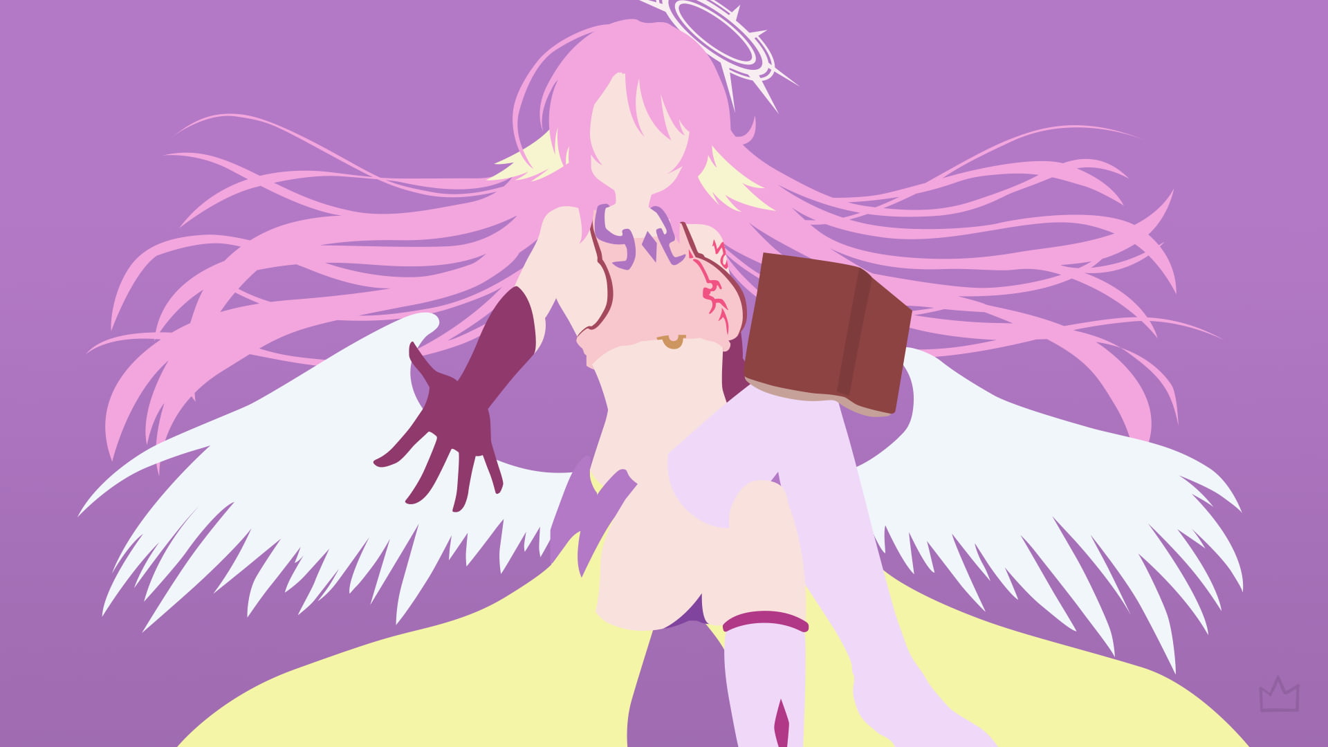 pink haired female character with wing wallpaper