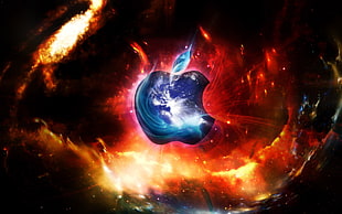 Apple logo in cosmic theme