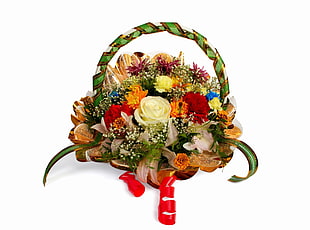 assorted colored flower basket