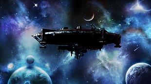 space ship digital wallpaper, UFO, UFOs, space, motherships