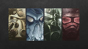 four alien wall posters, Fallout, Fallout 2, Fallout 3, Fallout: New Vegas