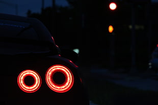 vehicle taillight, Nissan GTR, Super Car , car, night