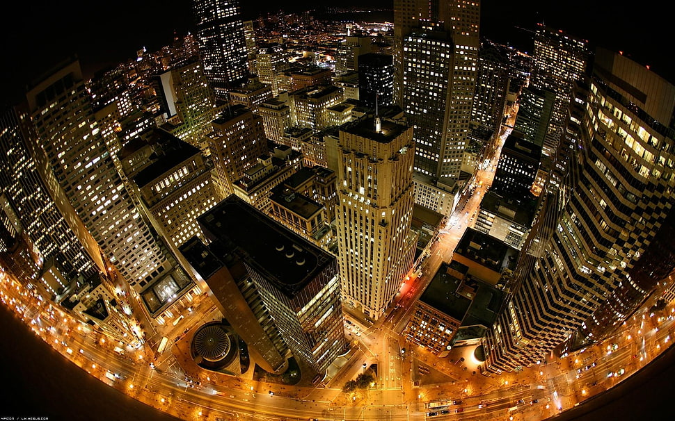 city lights during nighttime HD wallpaper