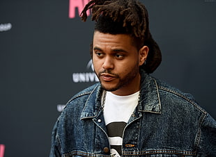 The Weeknd in blue denim jacket HD wallpaper