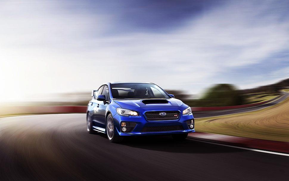 blue Subaru Impreza WRX HD wallpaper