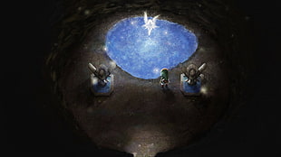 two gray fairy statues, The Legend of Zelda, Link