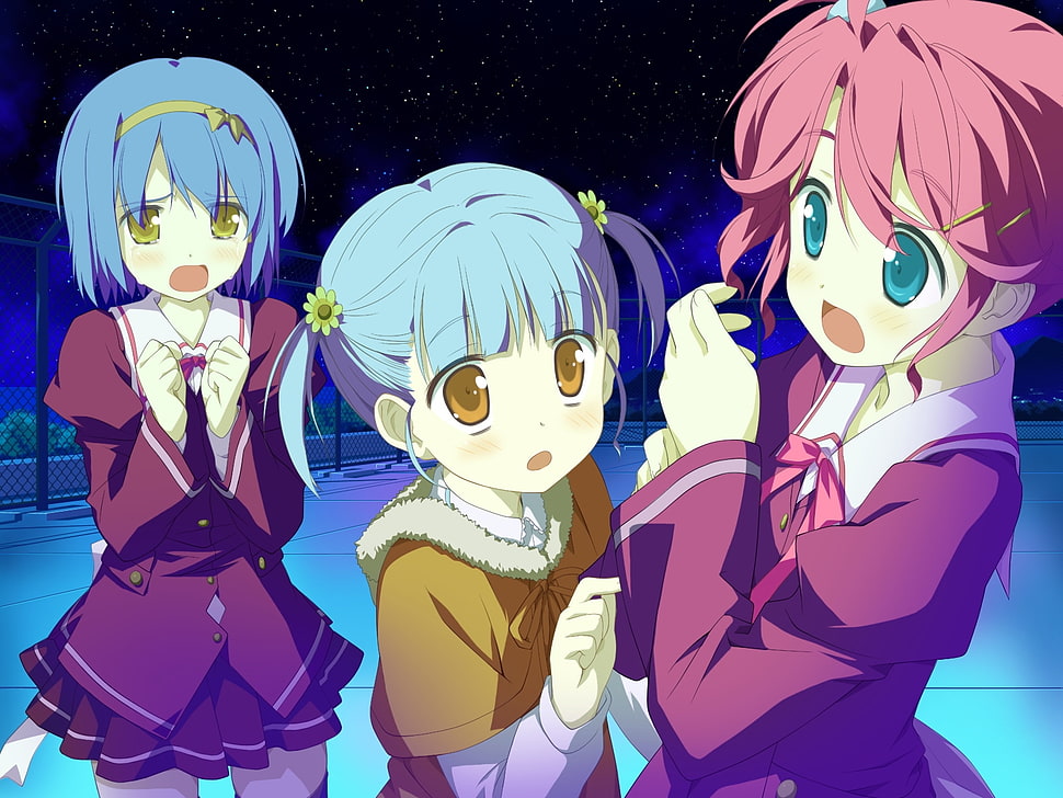 three anime characters illustration HD wallpaper