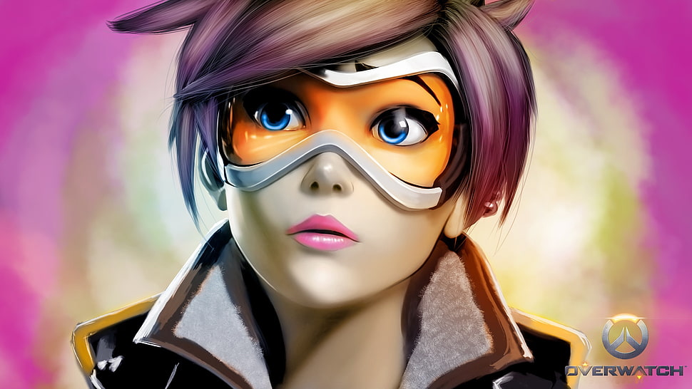Ovarwatch woman wearing gray goggles character HD wallpaper