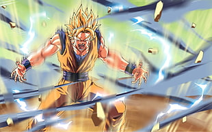 Super Saiyan San Goku character HD wallpaper