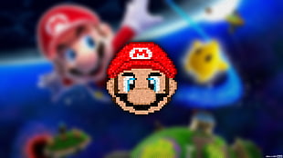 Super Mario illustration, Super Mario, pixel art, Trixel, pixels