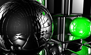 close-up photo of green and black appliances