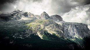 rocky mountain during cloudy day, dolomites, italy HD wallpaper