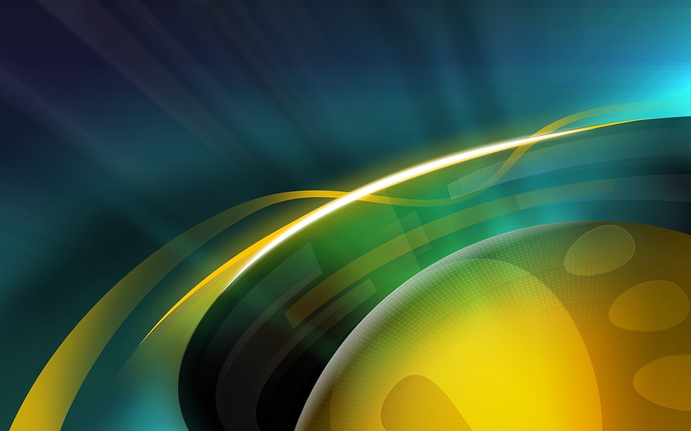 yellow, blue, and green abstract painting HD wallpaper